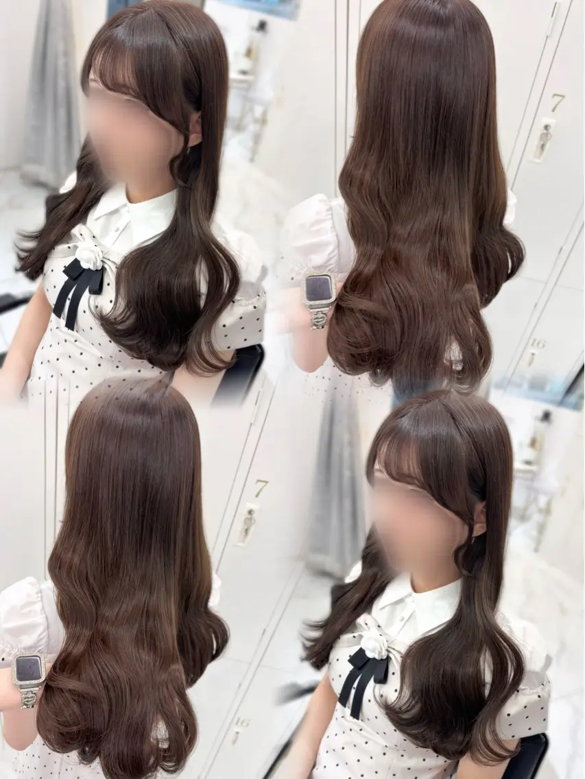 セミロング カラー ブリーチ ブラウンカラー ショコラブラウン ブリーチなしカラー 顔周りカット ヘアカラー トリートメント 盛れる顔まわり🤍 渋谷/Risa🎀のヘアスタイル
