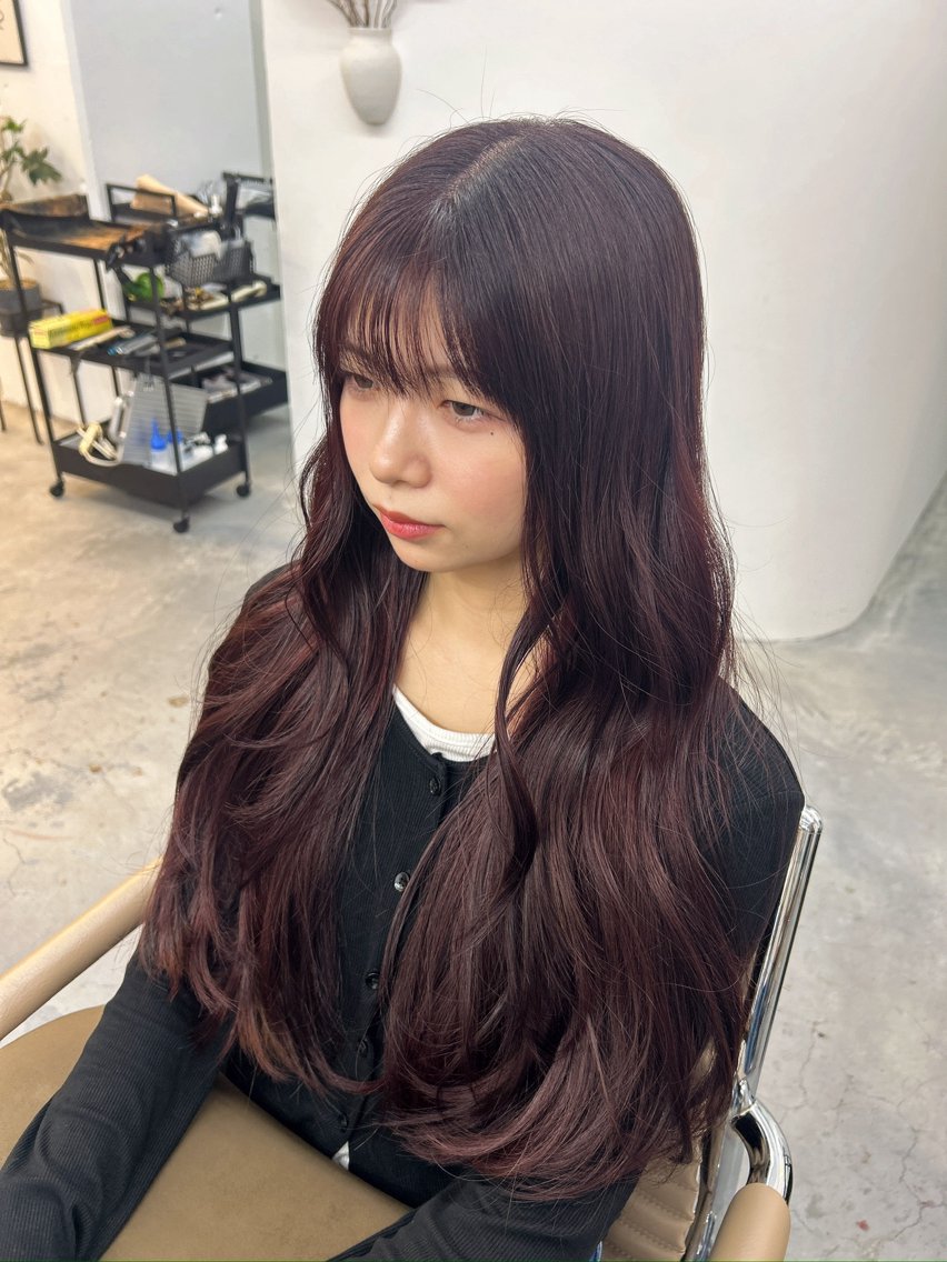 ロング カラー ブリーチ ブリーチなしカラー レッドカラー レイヤーカット カット ヘアカラー haru 透明感カラー🫧のヘアスタイル