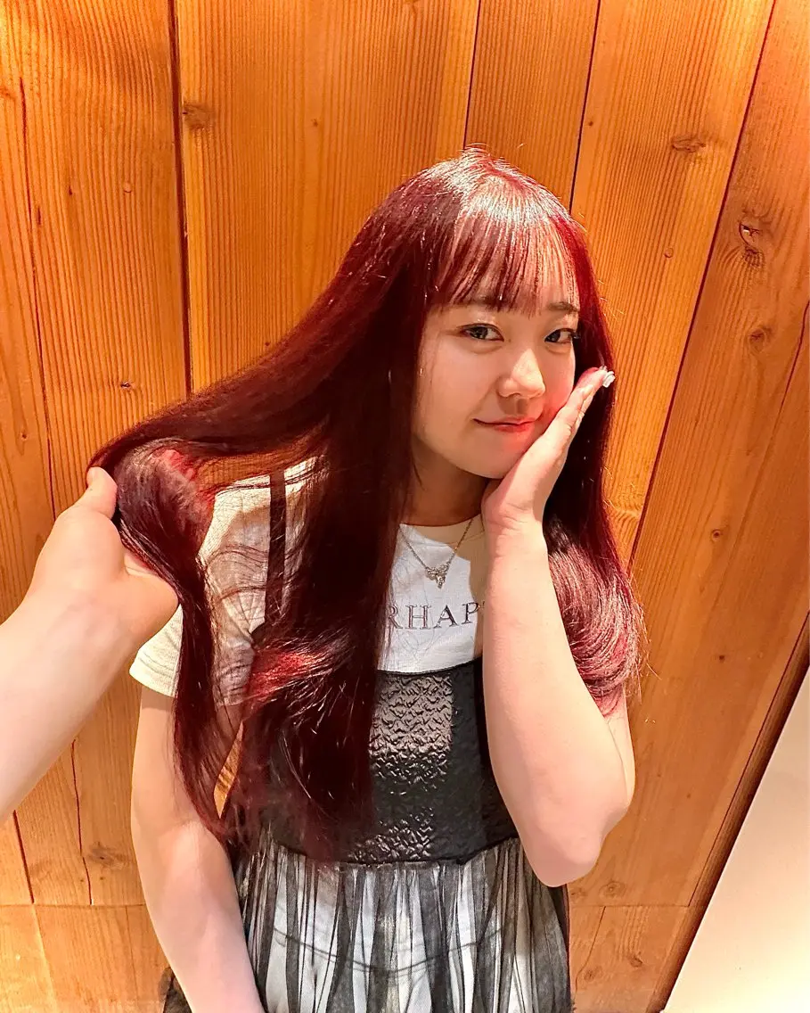 カラー レッドカラー ヘアカラー 為頭 りたのヘアスタイル