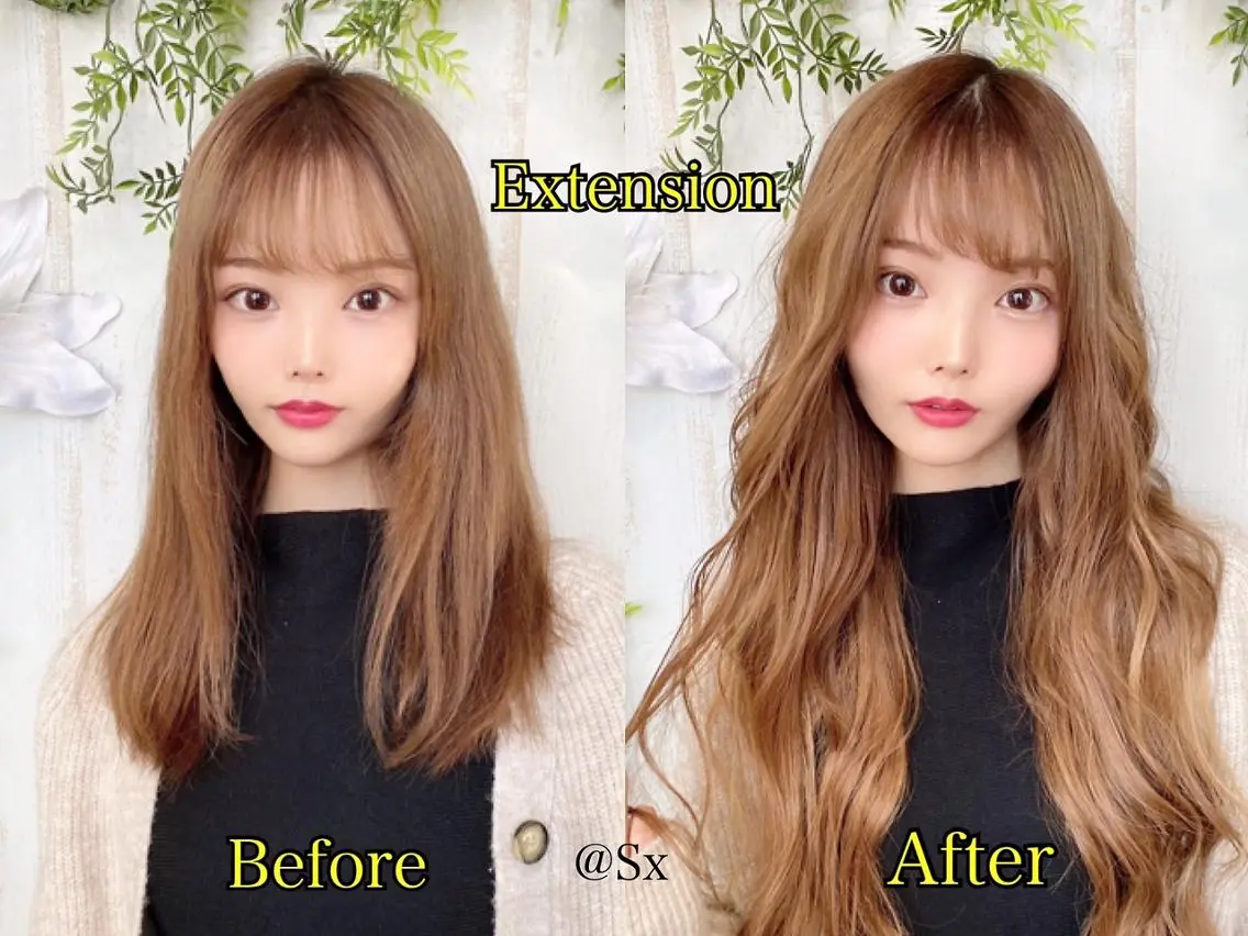 ロング カラー ヘアアレンジ 大阪レミーエクステ チビ編み込みのヘアスタイル