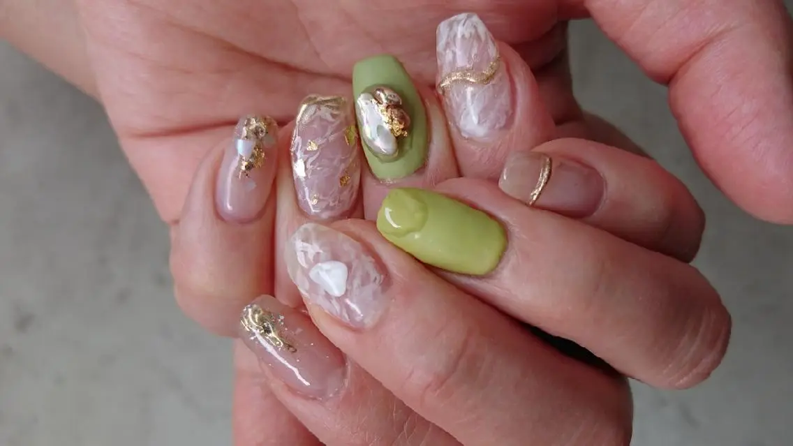 ネイル ピスタチオネイル shellnail さなえのネイルデザイン