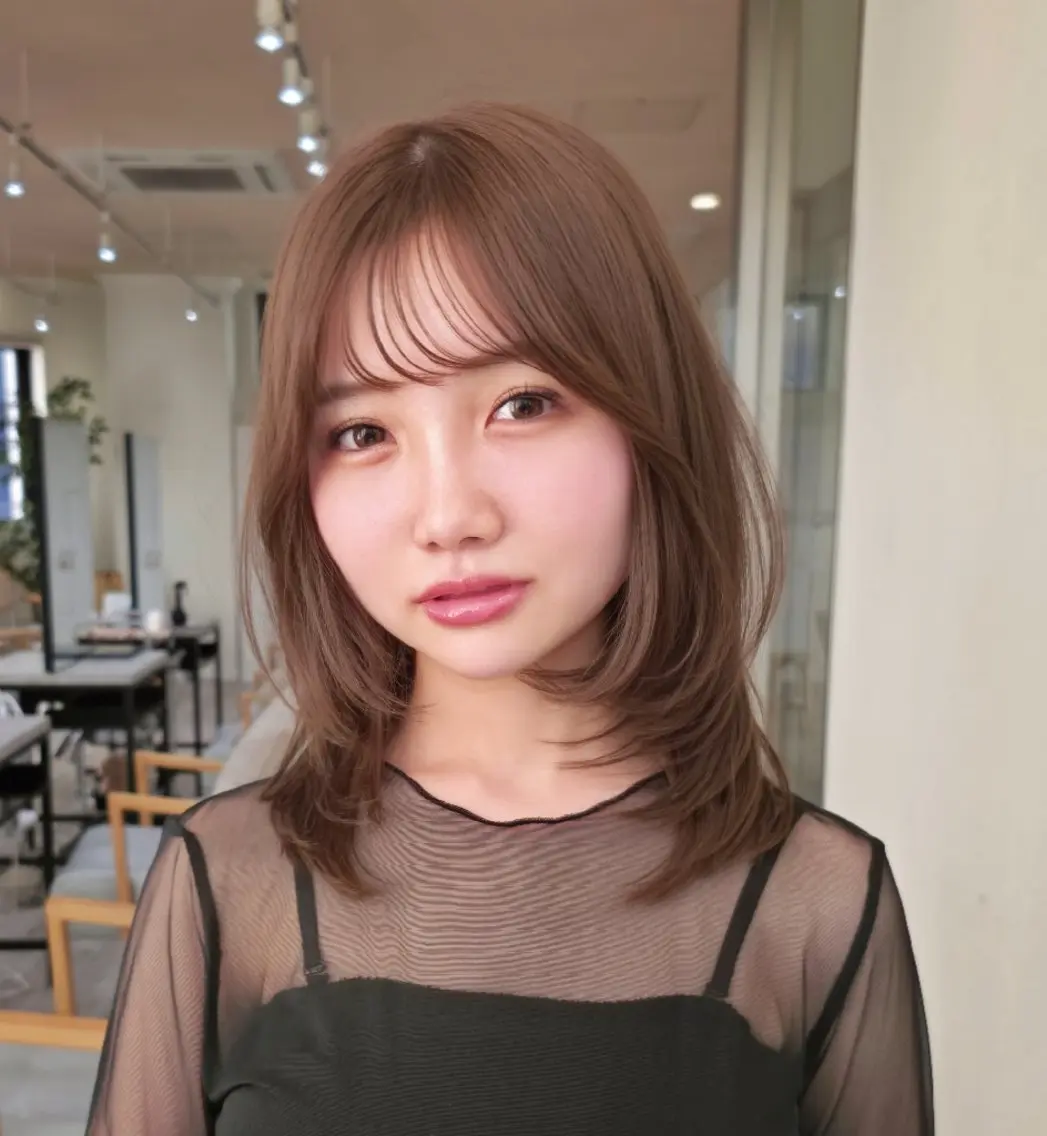 ミディアム ハッシュカット レイヤーカット 徳本 駿太のヘアスタイル