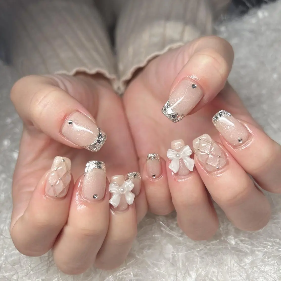 ネイル 長さ出し フレンチネイル ジェルネイル グラデーション 韓国ネイル ハンドネイル Nail&eye Belire 新宿のネイルデザイン