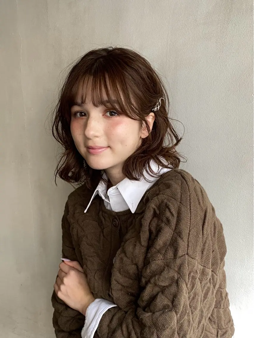 ミディアム カラー カット ヘアカラー トリートメント くすみカラー / 肌馴染み/ 花房佑夏のヘアスタイル