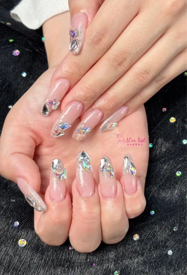ネイル 桜ネイル 長さ出し フラワーネイル フレンチネイル ジェルネイル ハンドネイル ACon NailSalonのネイルデザイン