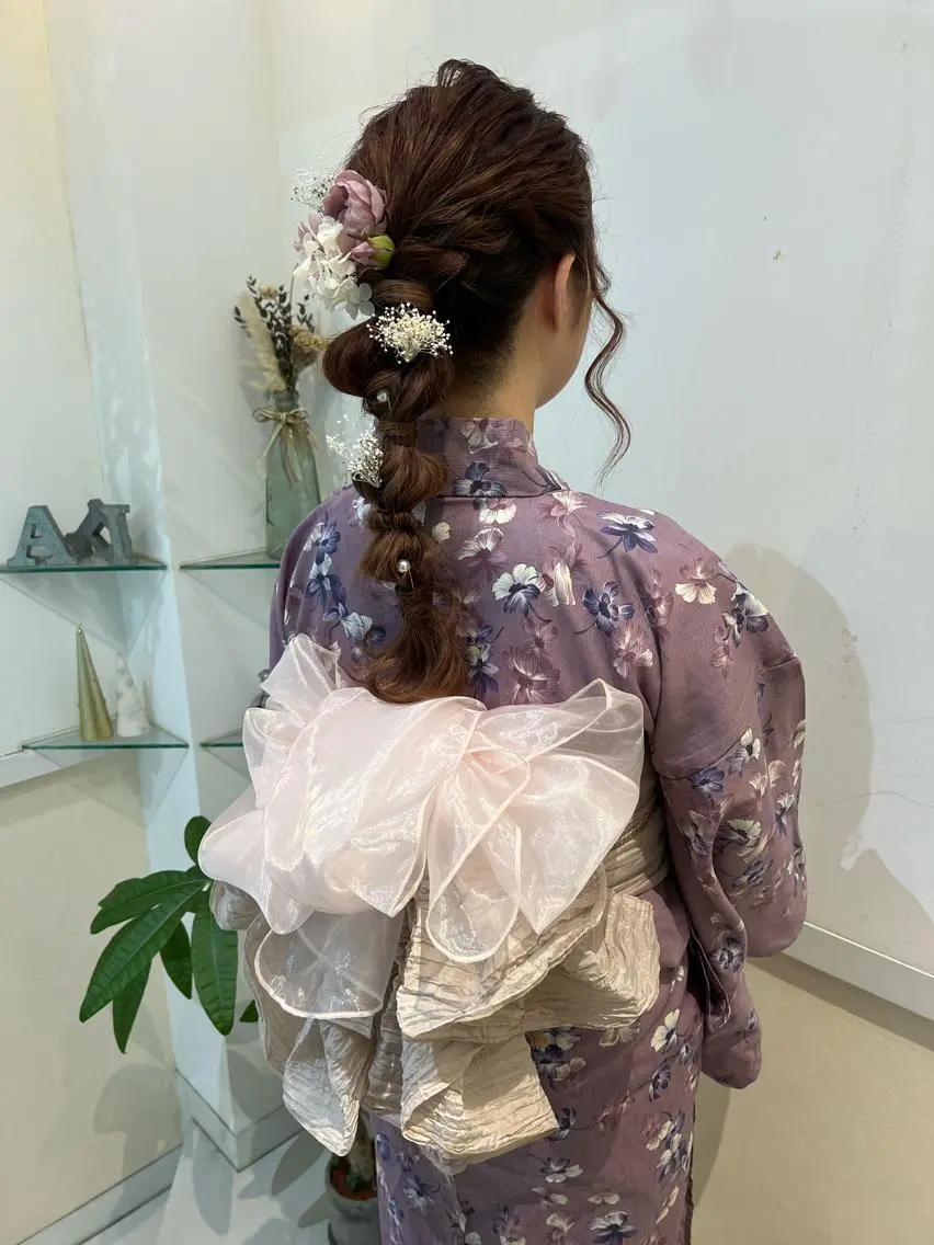 🏮👘浴衣着付け＋ヘアセット(飾り帯￥7000)🏮👘の写真