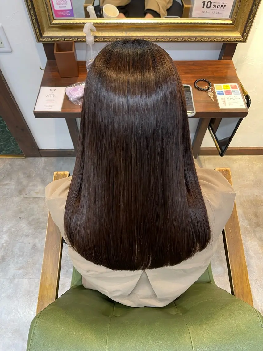 ロング カット ヘアカラー 縮毛矯正 トリートメント 髪質改善×縮毛矯正 saLyu川島のヘアスタイル