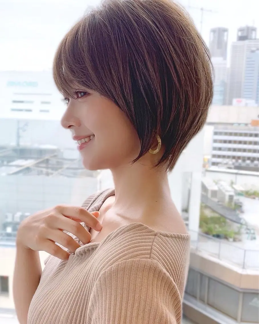 ショート 銀座✨レイヤーカット 顔まわり/坂本亜裟海のヘアスタイル