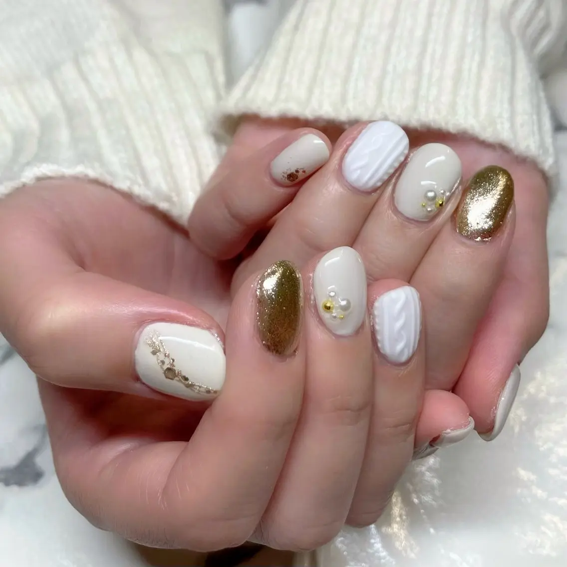ネイル ゴールド ショートネイル MALAMA NAILのネイルデザイン