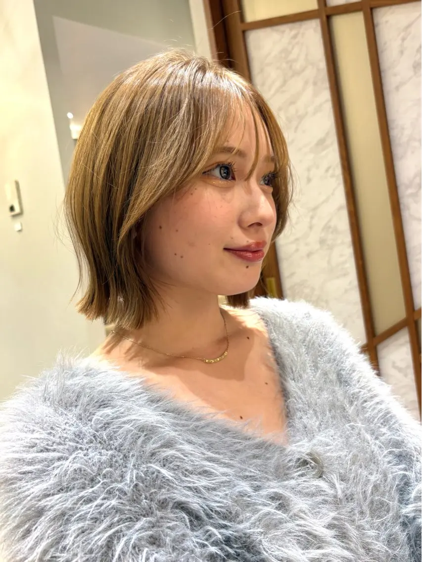 ミディアム ボブ くびれヘア 韓国風ヘア レイヤーカット/大阪 /梅田/執印悠太のヘアスタイル
