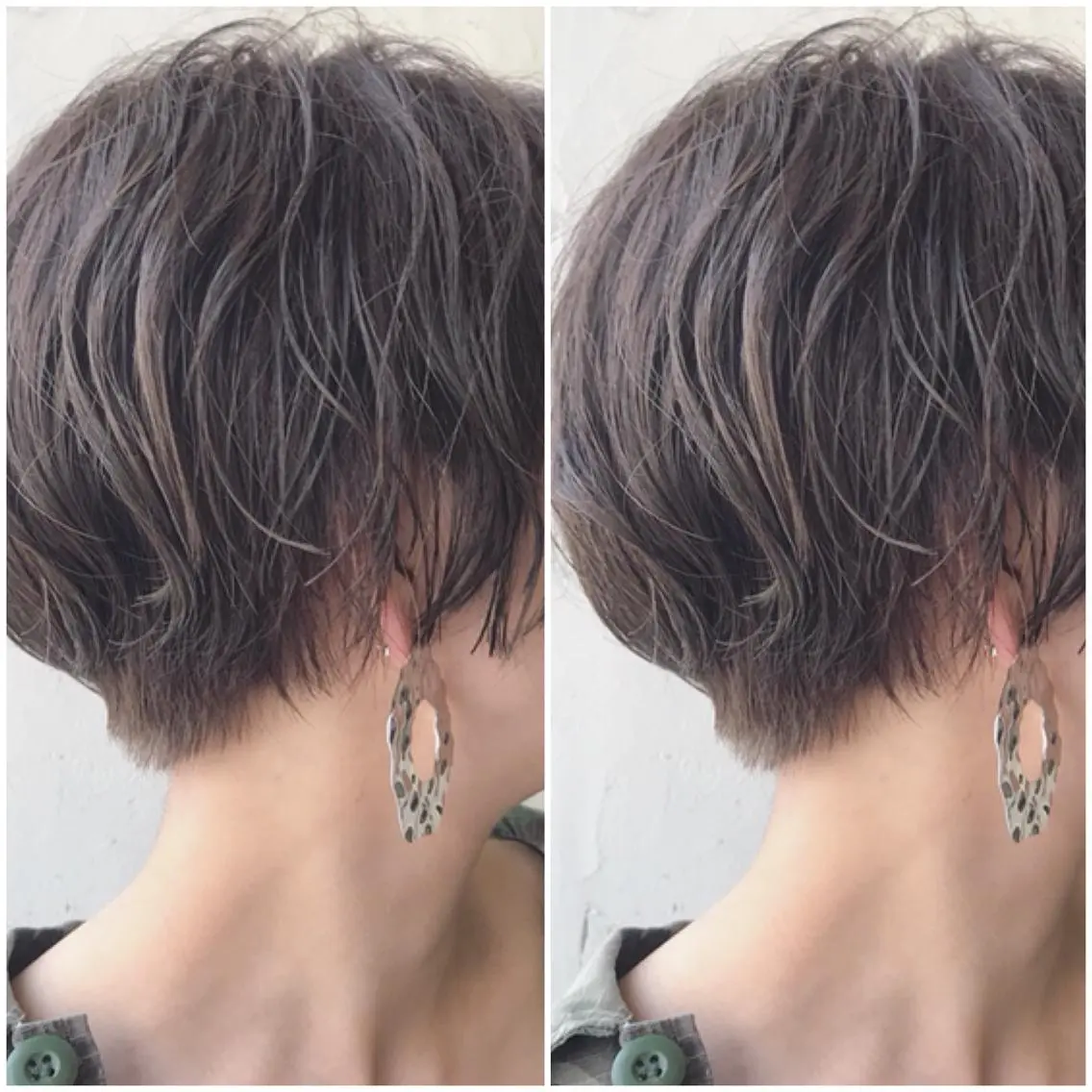 ショート カラー パーマ ショートヘア オリーブ透明感カラー 表参道/MIKUのヘアスタイル