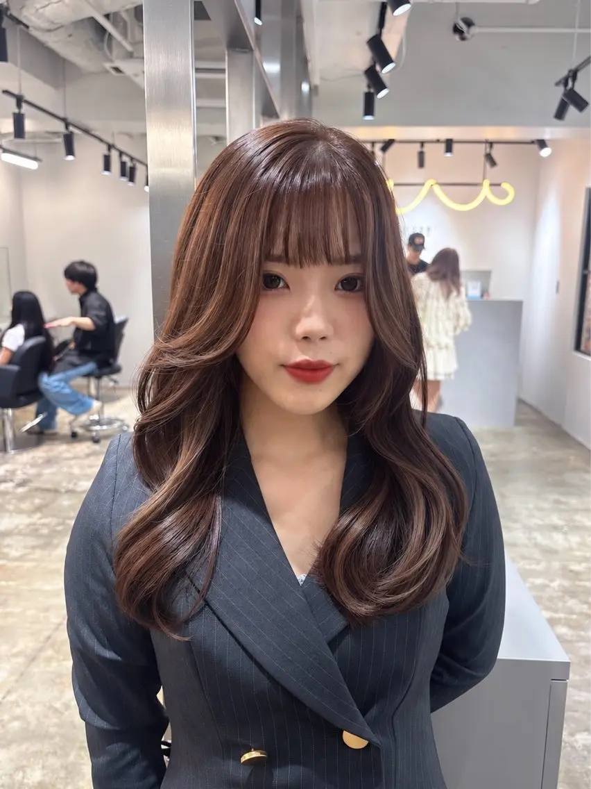 ロング カラー ブラウンカラー ショコラブラウン 韓国風ヘア レイヤーカット ヘアカラー トリートメント 🎀透明感カラー/韓 国レイヤー／Airiのヘアスタイル