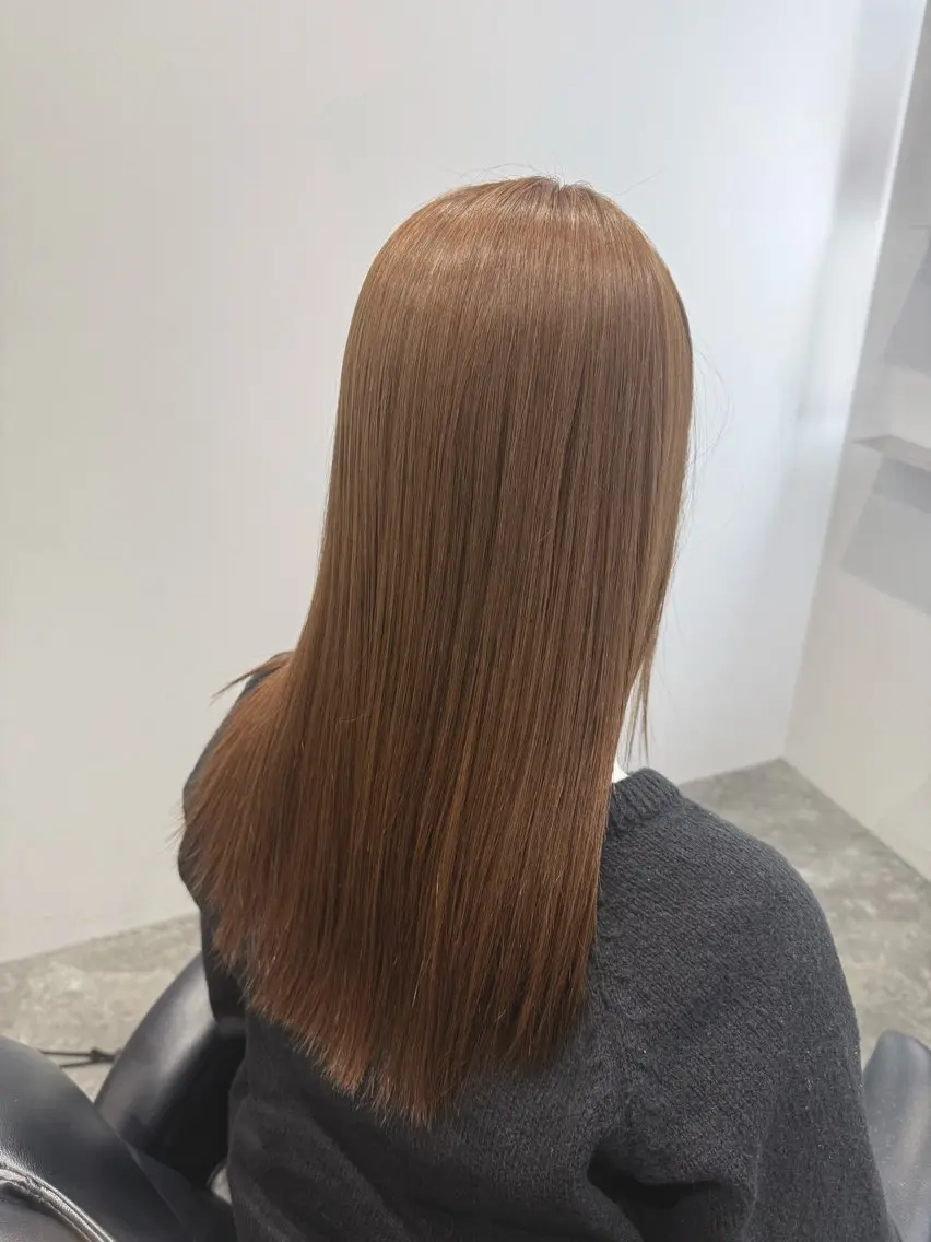 ロング カラー ベージュカラー ブリーチ ブリーチなしカラー カット ヘアカラー 艶カラー/レイヤー/ 京都fukaのヘアスタイル
