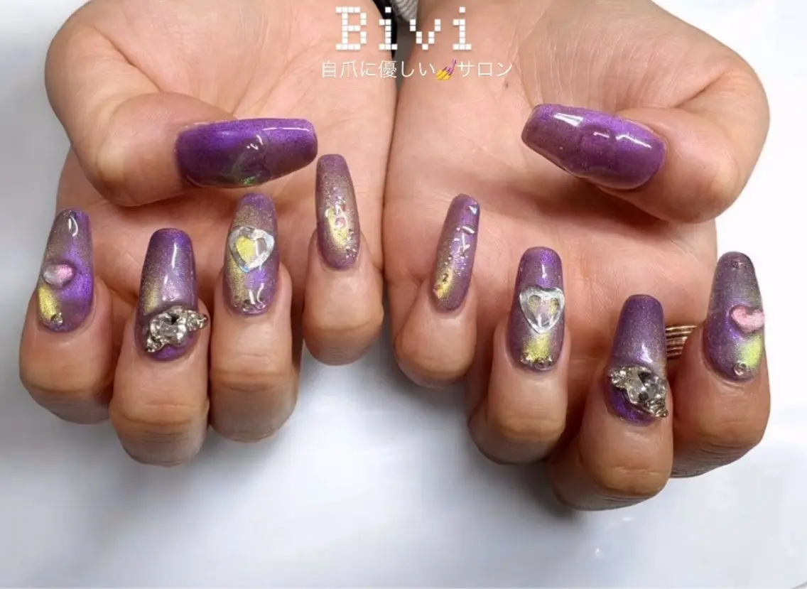 ネイル ラメ(グリッター) 持ち込み シンプルネイル ハンドネイル ハンドケア ♡Bivi♡自爪に 優しいネイルサロンのネイルデザイン
