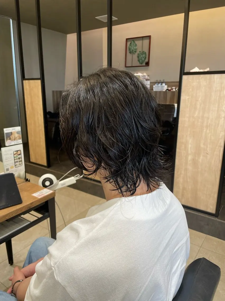 ミディアム メンズ ミディアムパーマ メンズパーマ カット パーマ 野水 隆雅のヘアスタイル