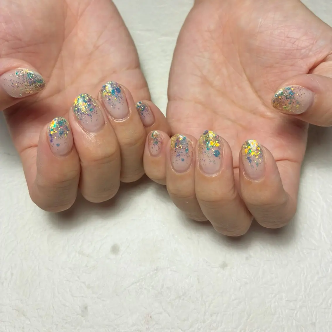 ネイル 氷ネイル・うるうるネイル ラメ(グリッター) ハンドネイル Aki 💖ゆちたの部屋のネイルデザイン