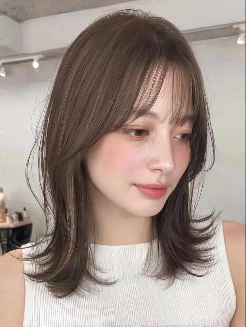 ミディアム 永瀬 恵のヘアスタイル