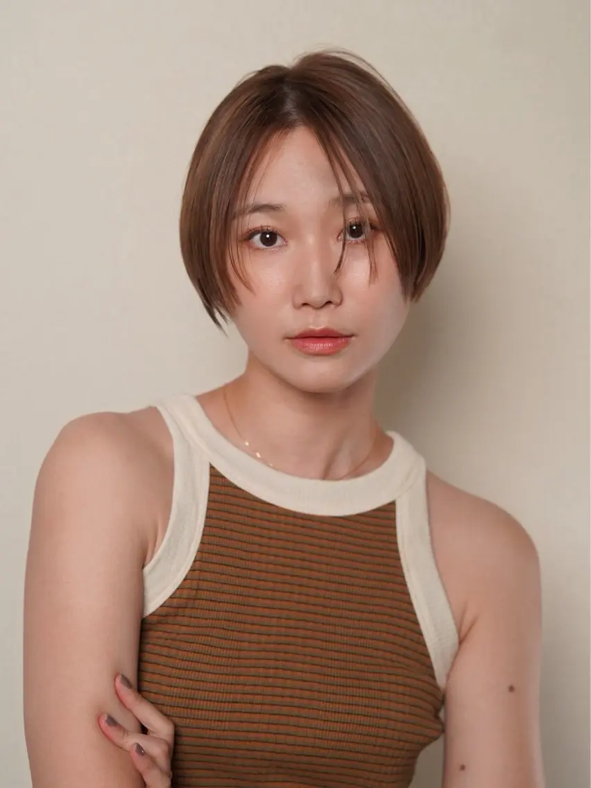 ショート カット ヘアカラー トリートメント 銀座/柔らかベージュ 似合せカット/ハルトのヘアスタイル