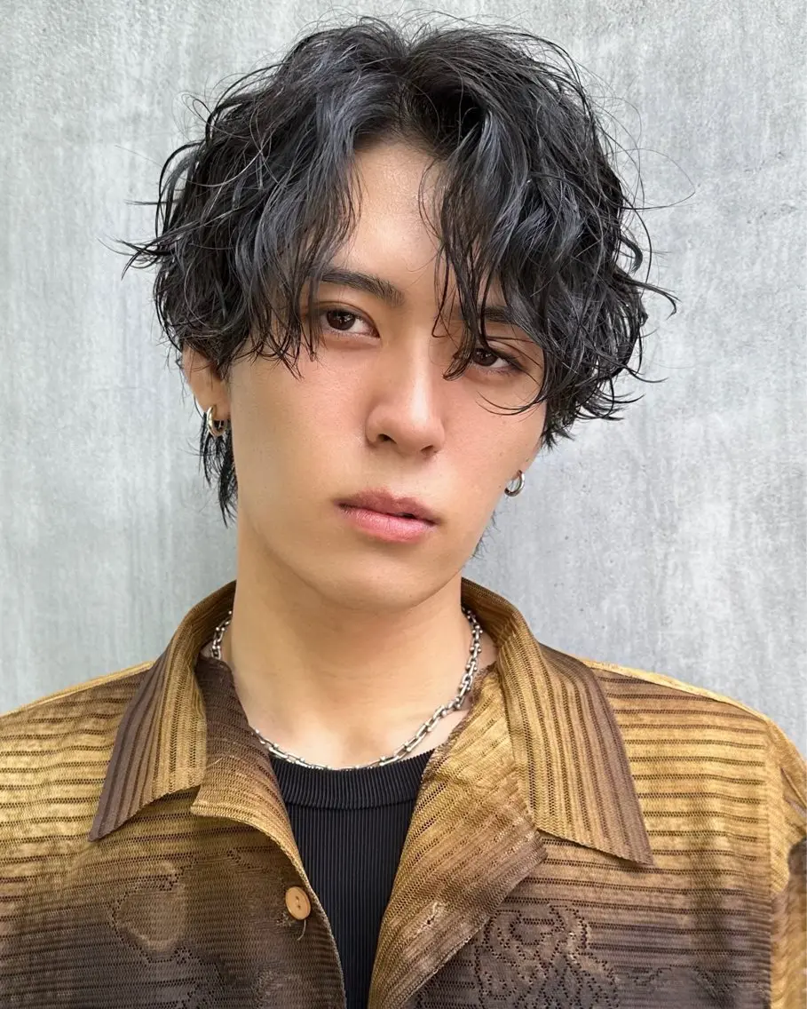 ミディアム パーマ メンズ カット パーマ ⭐️似合わせ短髪⭐️ 直翔のヘアスタイル