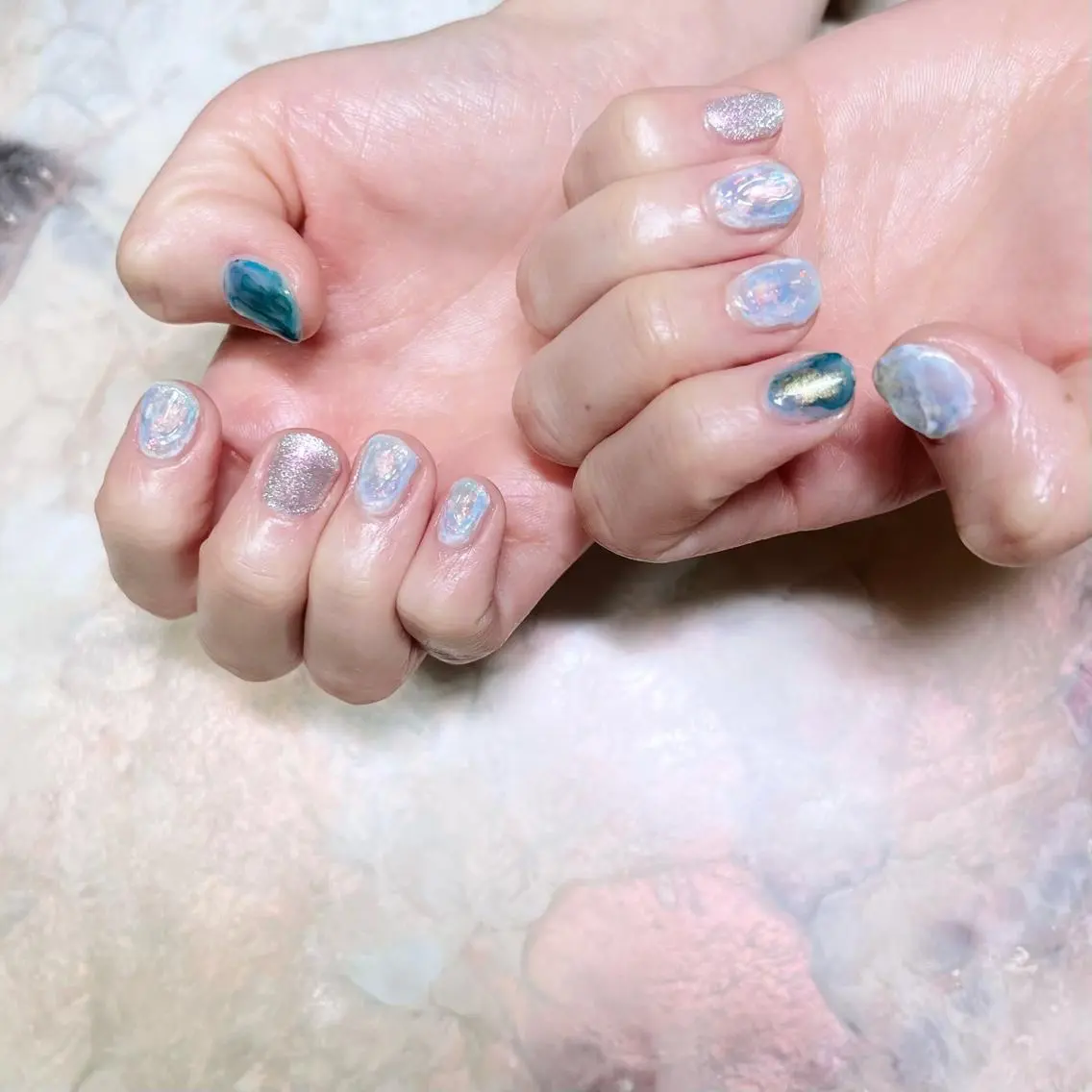 ネイル マグネットネイル ニュアンスネイル ショートネイル gemickle nailのネイルデザイン