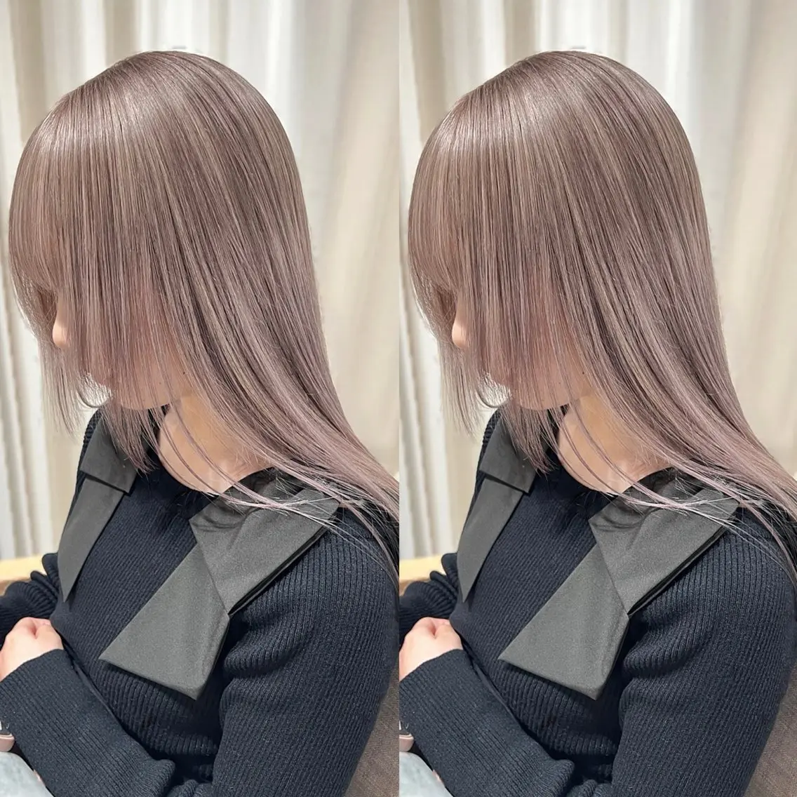 セミロング カラー ベージュカラー ミルクティーベージュ レイヤーカット/ボブ ウルフ/縮毛矯正🪄のヘアスタイル