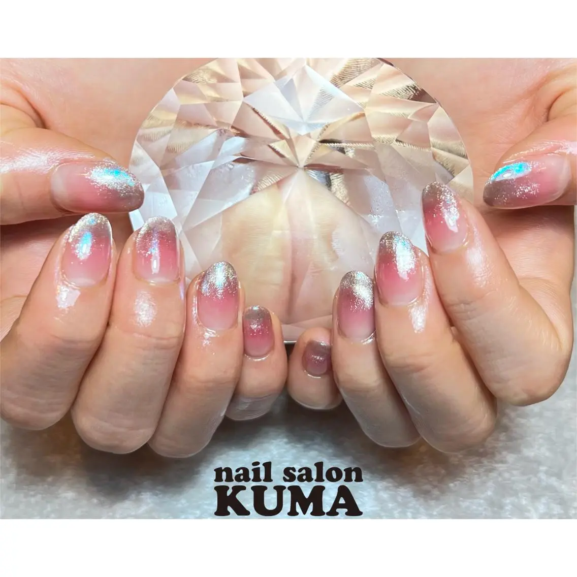 ネイル 長さ出し フレンチネイル ジェルネイル ガラスフレンチ 韓国ネイル ハンドネイル nailsalon KUMAのネイルデザイン