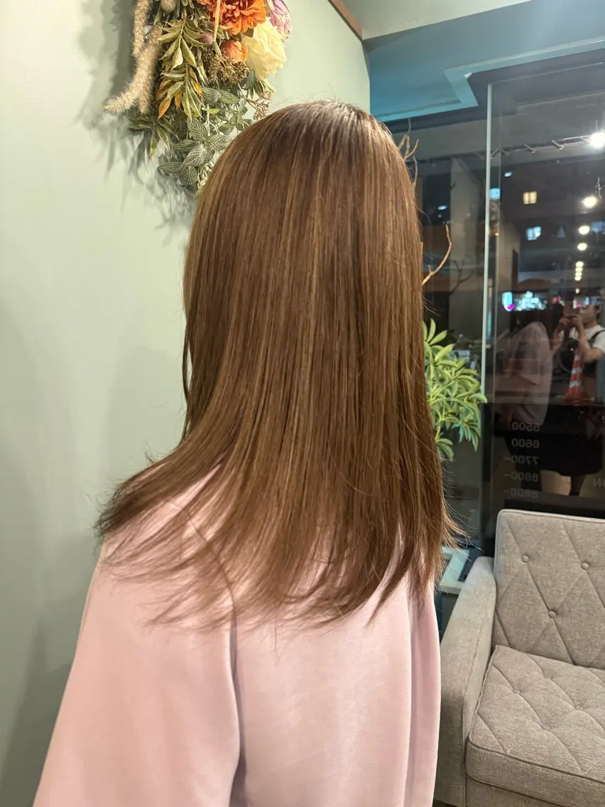 ミディアム カラー ハイライトカラー ハイライト 草野 奈扇のヘアスタイル