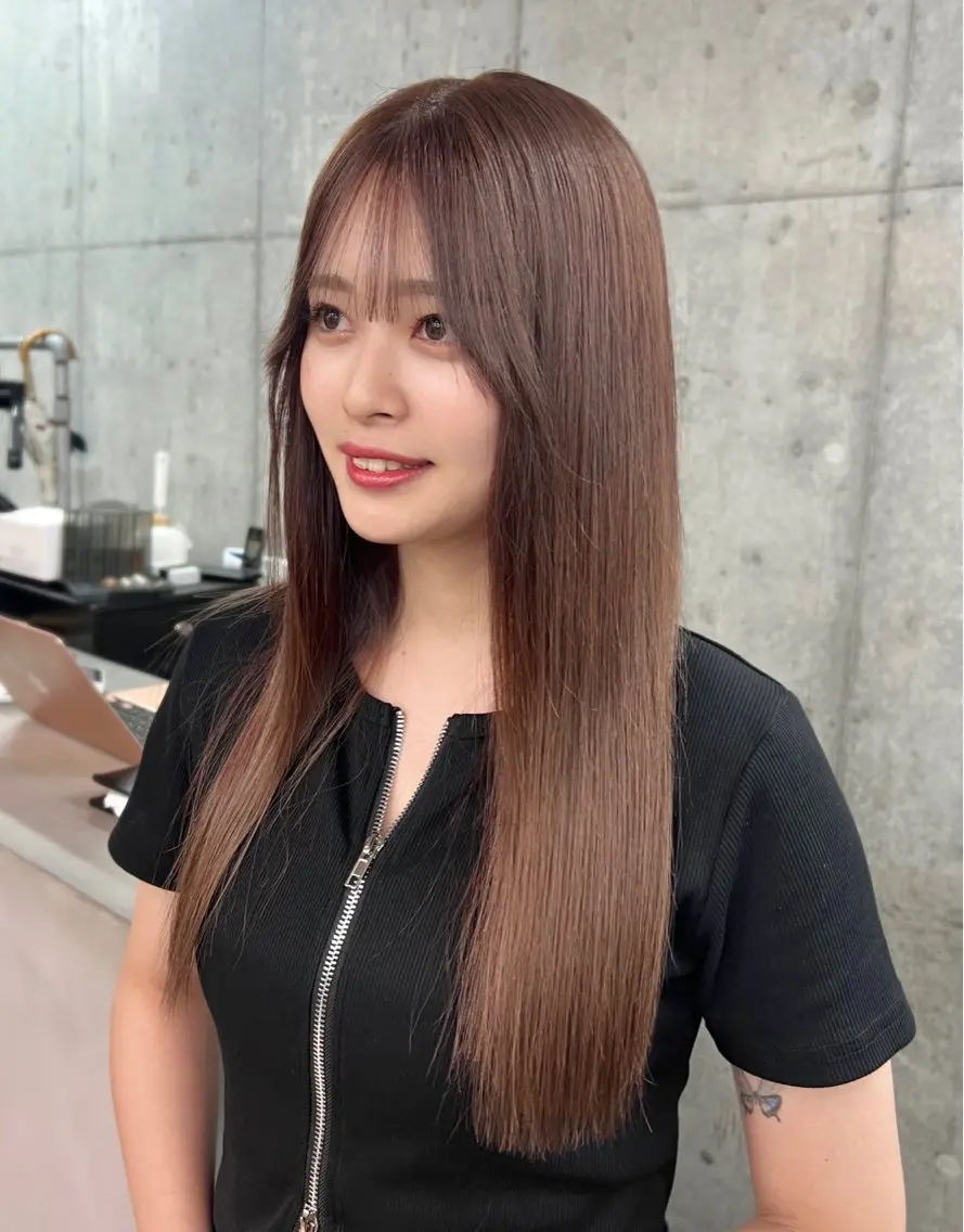 ロング カラー ブリーチ ブラウンカラー ダブルカラー ヘアカラー トリートメント 透明感カラー ✨ 韓国艶髪💗菅原のヘアスタイル