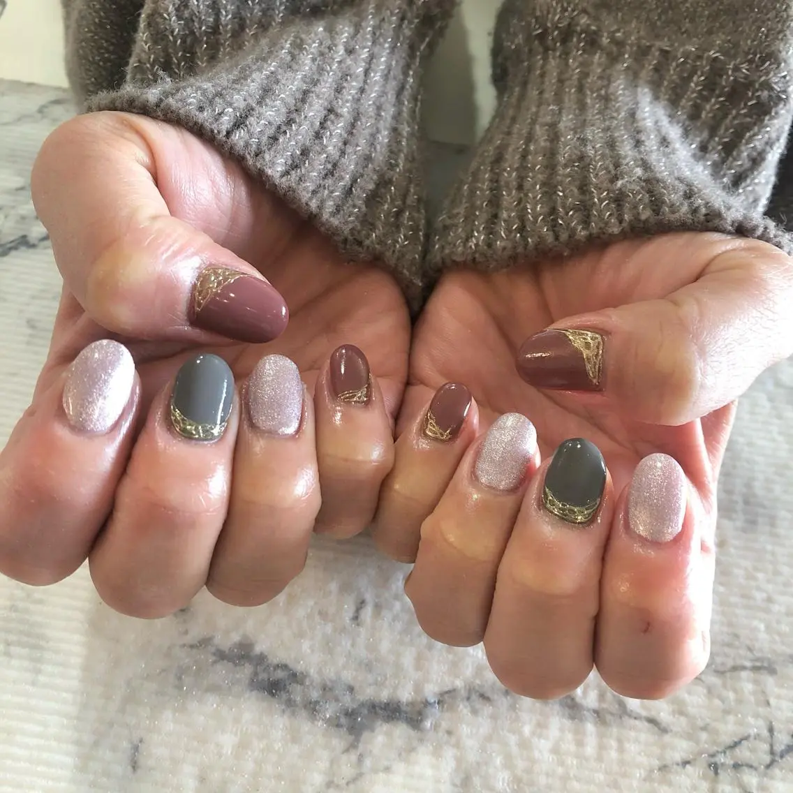 ネイル マグネットネイル ミラーネイル 持ち込み いちじゅう あおいのネイルデザイン