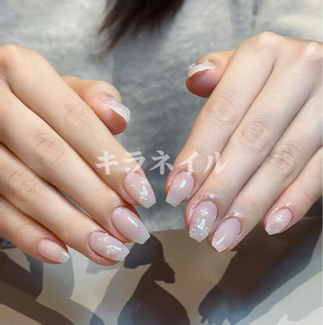 ネイル ハンドネイル 🎀kira 長さだし💗モチ最高のネイルデザイン