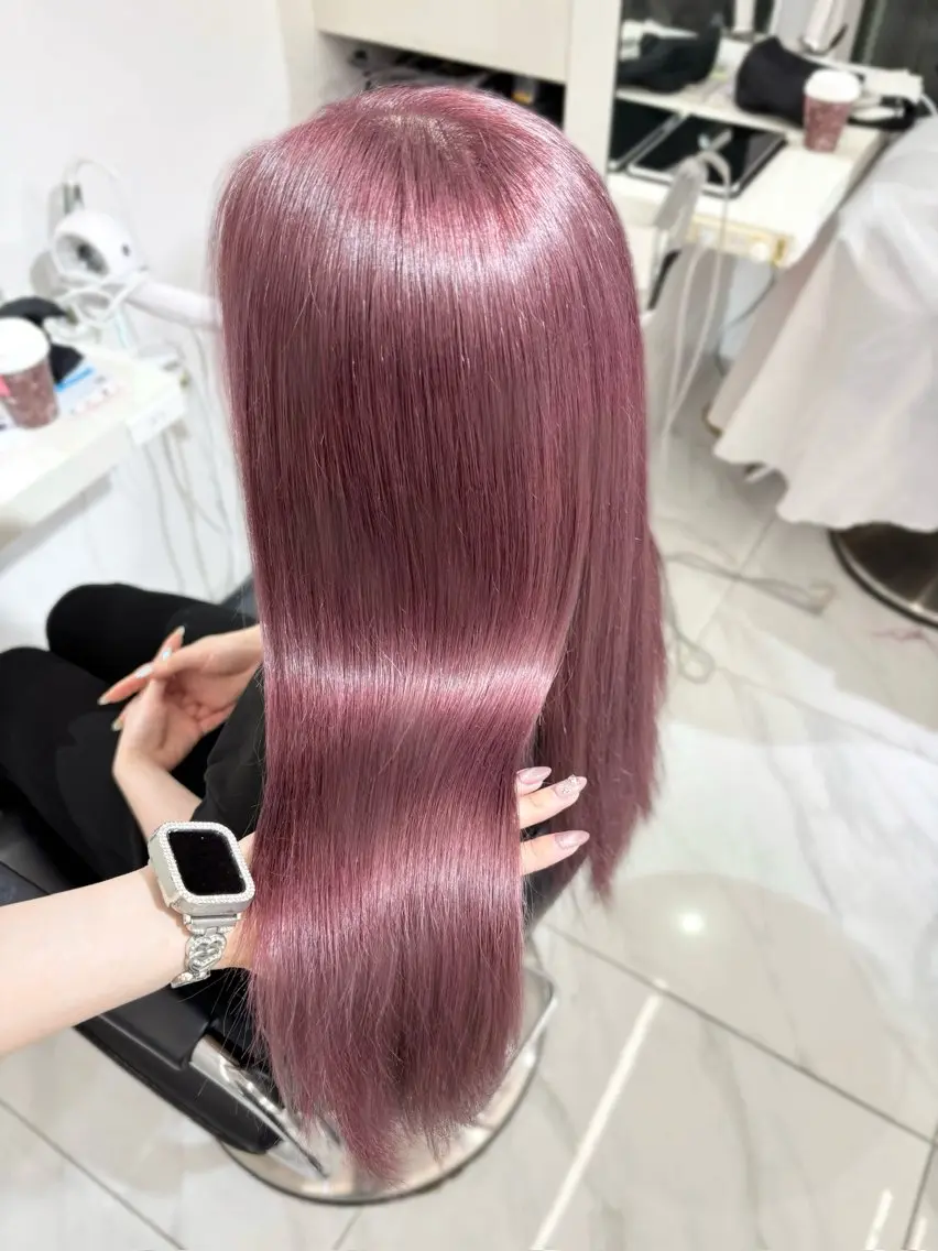 ロング カラー ブリーチ ケアブリーチ ラベンダーカラー ピンクカラー ピンクラベンダー ヘアカラー トリートメント 盛れる顔周り🤍渋谷 Risa🎀のヘアスタイル