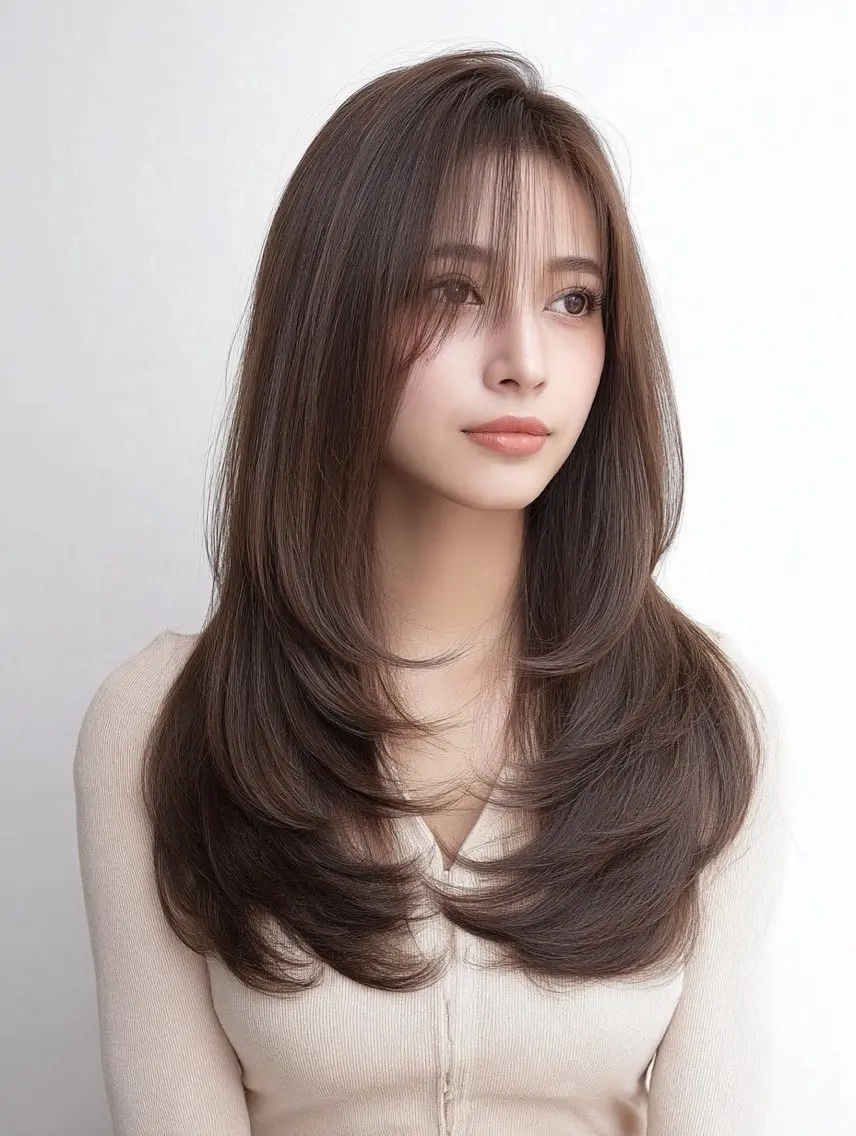 ロング 縮毛矯正 絶対綺麗な暖色カラー 🎯あります✨増渕✨のヘアスタイル