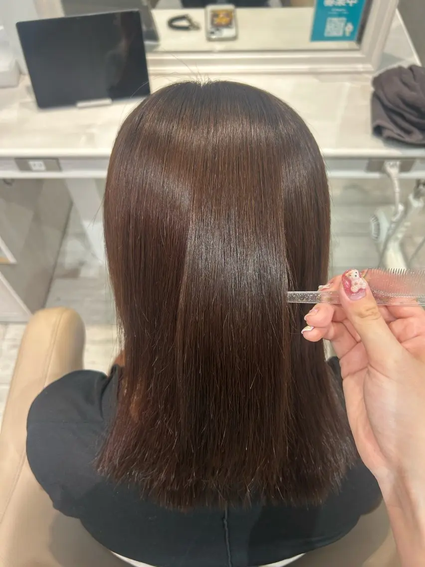 ミディアム 縮毛矯正 トリートメント 🫧モデル募集中🫧 𝐲𝐮𝐚のヘアスタイル