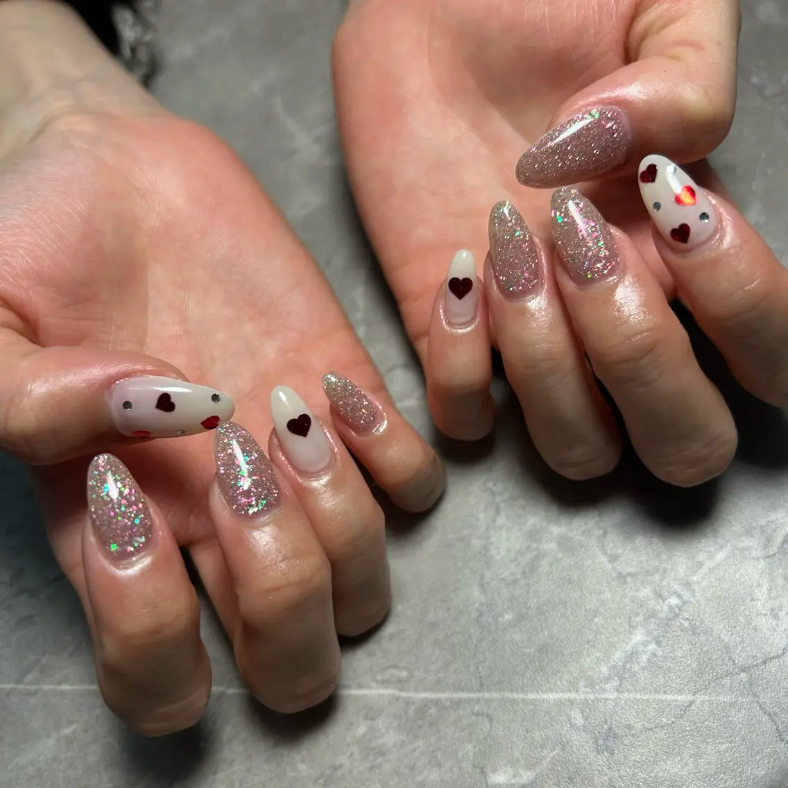 ネイル フラッシュネイル バレンタイン Lulea nailのネイルデザイン