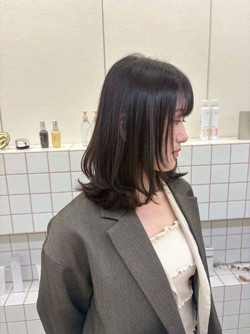 ミディアム カラー 透明感カラー カット ヘアカラー トリートメント NIKO/名古屋/ 髪質改善/艶髪のヘアスタイル
