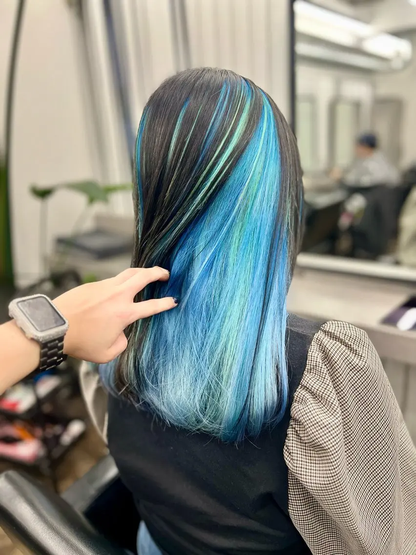 ロング カラー ブルーカラー ミント ミントグリーン ユニコーンカラー カット ヘアカラー 透明感カラー特化🫧 🦋栗原🦋のヘアスタイル