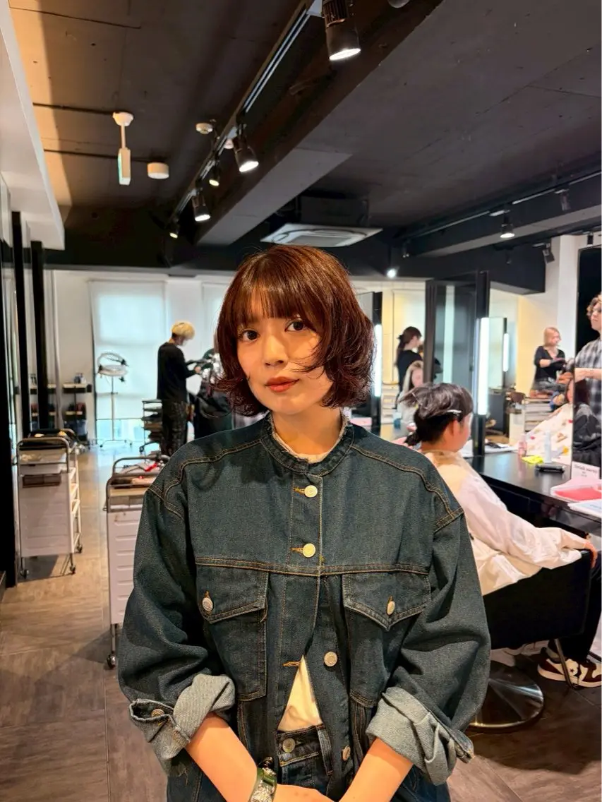 ミディアム パーマ ミディアムパーマ カット パーマ レイヤー/艶カラー ROKUのヘアスタイル