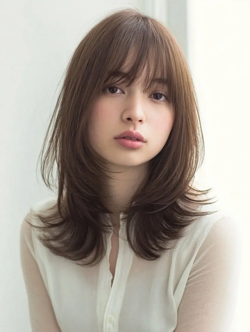 ロング 縮毛矯正 絶対綺麗な暖色カラー 🎯あります✨増渕✨のヘアスタイル