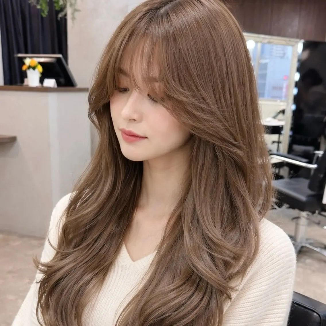 ✂️似合わせ韓国レイヤー+透明感カラー 8000🉐施術目安2時間半の写真
