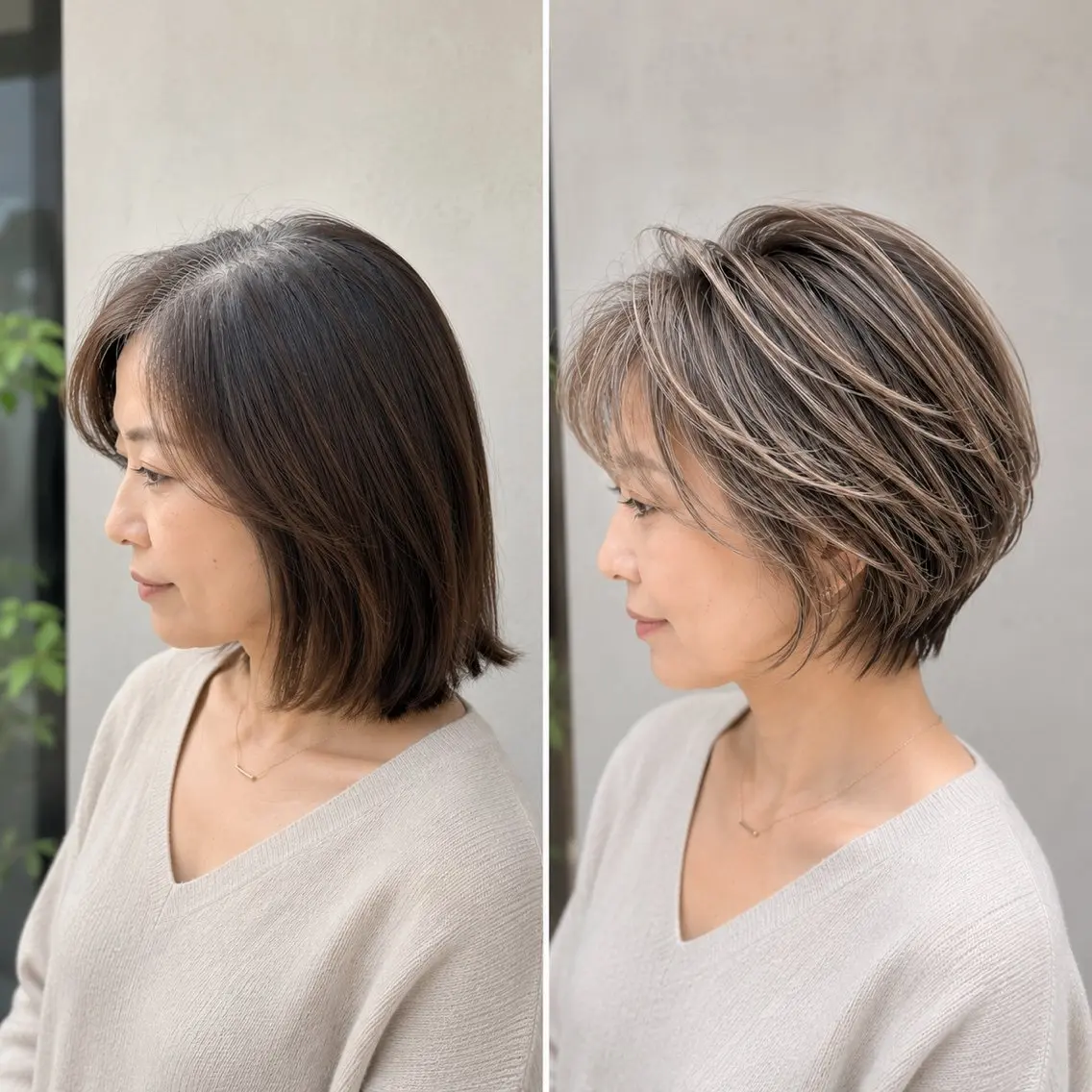 ショート カラー バレイヤージュ ブリーチ ハイライトカラー 卒業式のヘアスタイル ハイライト ヘアカラー 白髪ぼかしのプロ ✨たいきのヘアスタイル