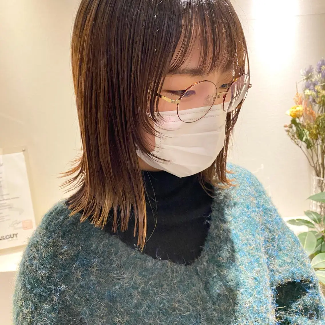 ショート アッシュ ボブ 髪質改善 レイヤーカット ショートヘア カット ヘアカラー ショート〜ミディアム 喜多司のヘアスタイル
