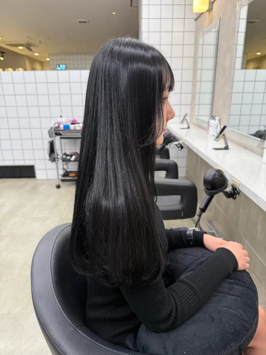 ロング カラー パーマ ヘアアレンジ メンズ キッズ 上品＆韓国風 🥀海心🥀のヘアスタイル