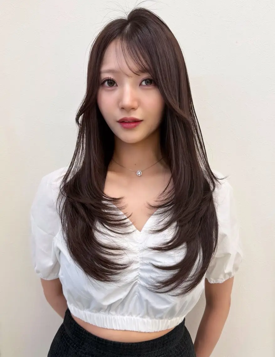 ロング カラー ヘアアレンジ ブラウンカラー くびれヘア レイヤーカット ロング momo /レイヤー/暖色のヘアスタイル