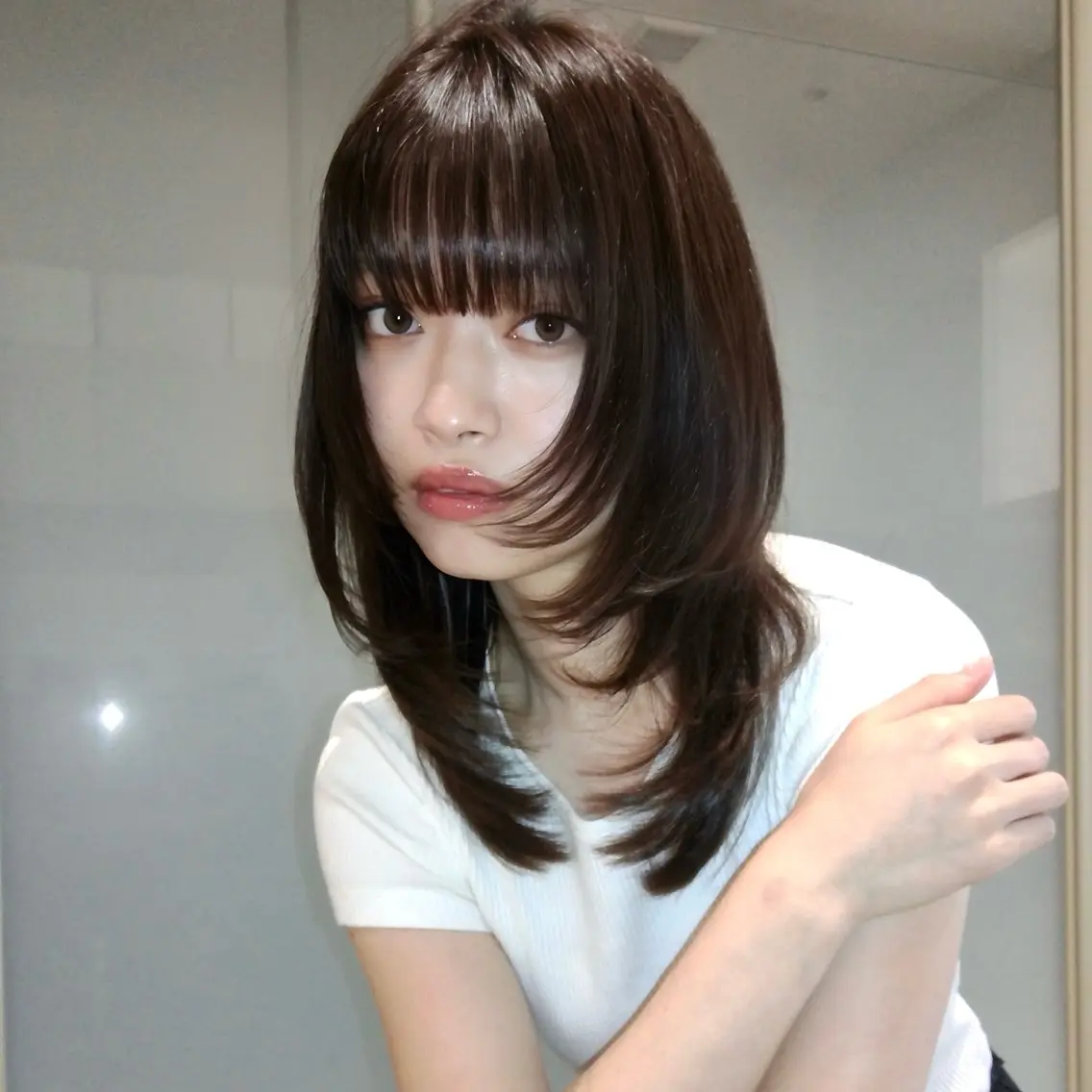 ミディアム ミディアムレイヤー レイヤーカット カット ヘアカラー トリートメント Mizuki/みずき レイヤーカットのヘアスタイル