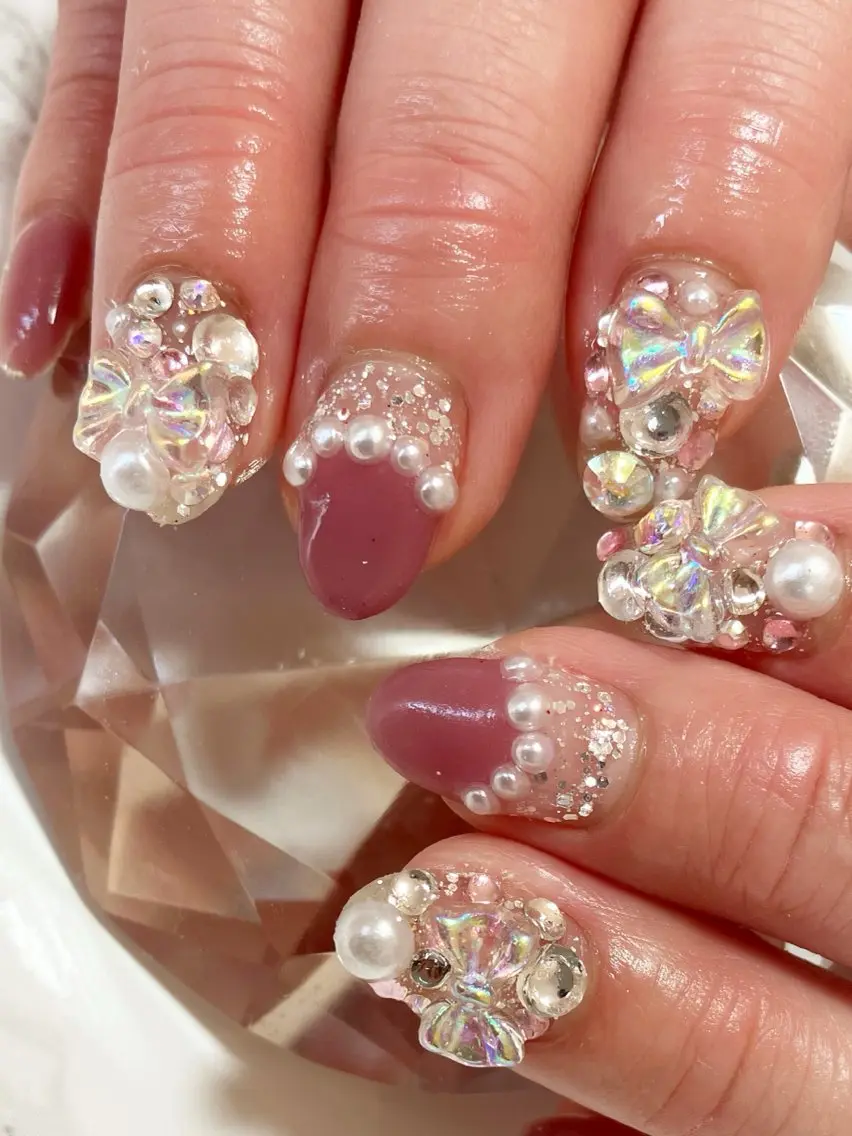 ネイル ストーンネイル ハンドネイル auladenail アウラデネイルのネイルデザイン