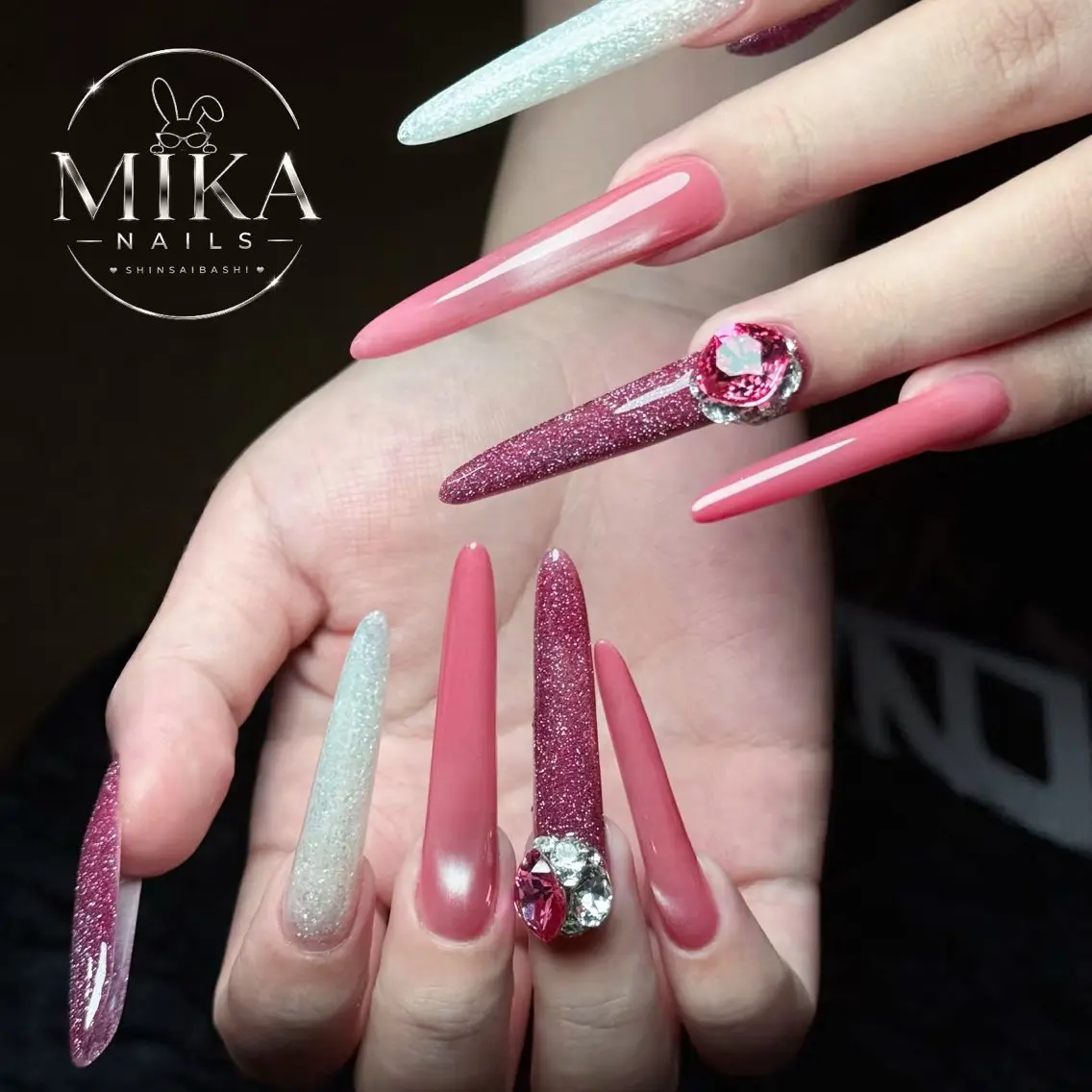 ネイル 韓国ネイル ロングネイル マグネットネイル 持ち込み スカルプネイル ハンドネイル ハンドケア ちみ＿Mika Nails 心斎橋のネイルデザイン