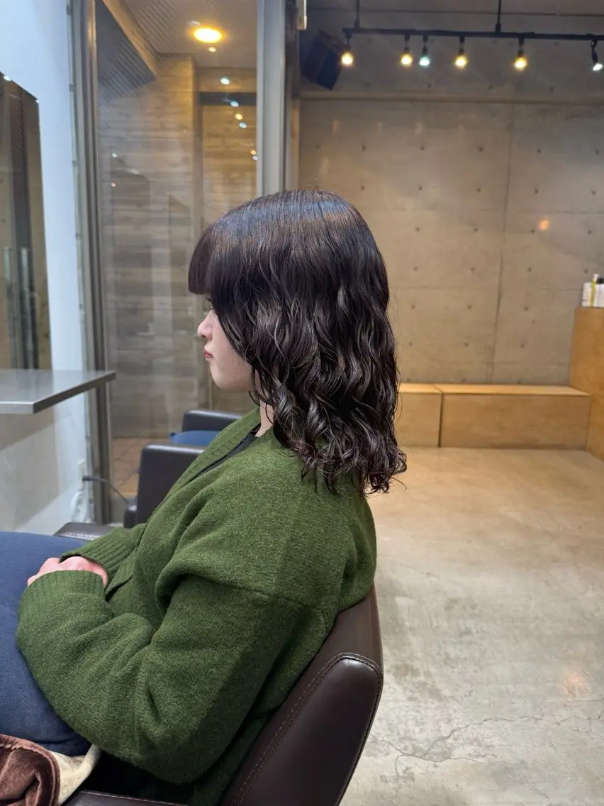 セミロング カット ヘアカラー パーマ トリートメント 🌿朝5分でお洒落 パーマスタイル🌿のヘアスタイル