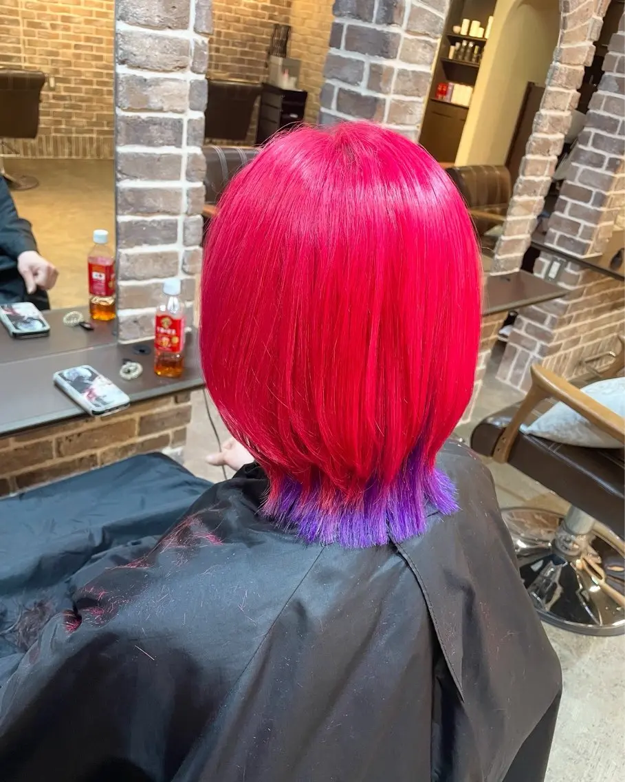 ミディアム カラー ブリーチ レッドカラー バイオレットカラー カット ヘアカラー トリートメント 艶カラー/インナー /グラデ/大西小百合のヘアスタイル