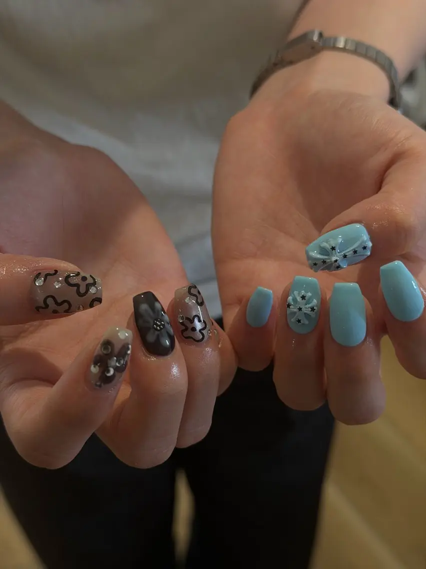 ネイル ジェルネイル マグネットネイル ニュアンスネイル パラジェル リボン ハンドネイル ハンドケア Bana_ Nailのネイルデザイン