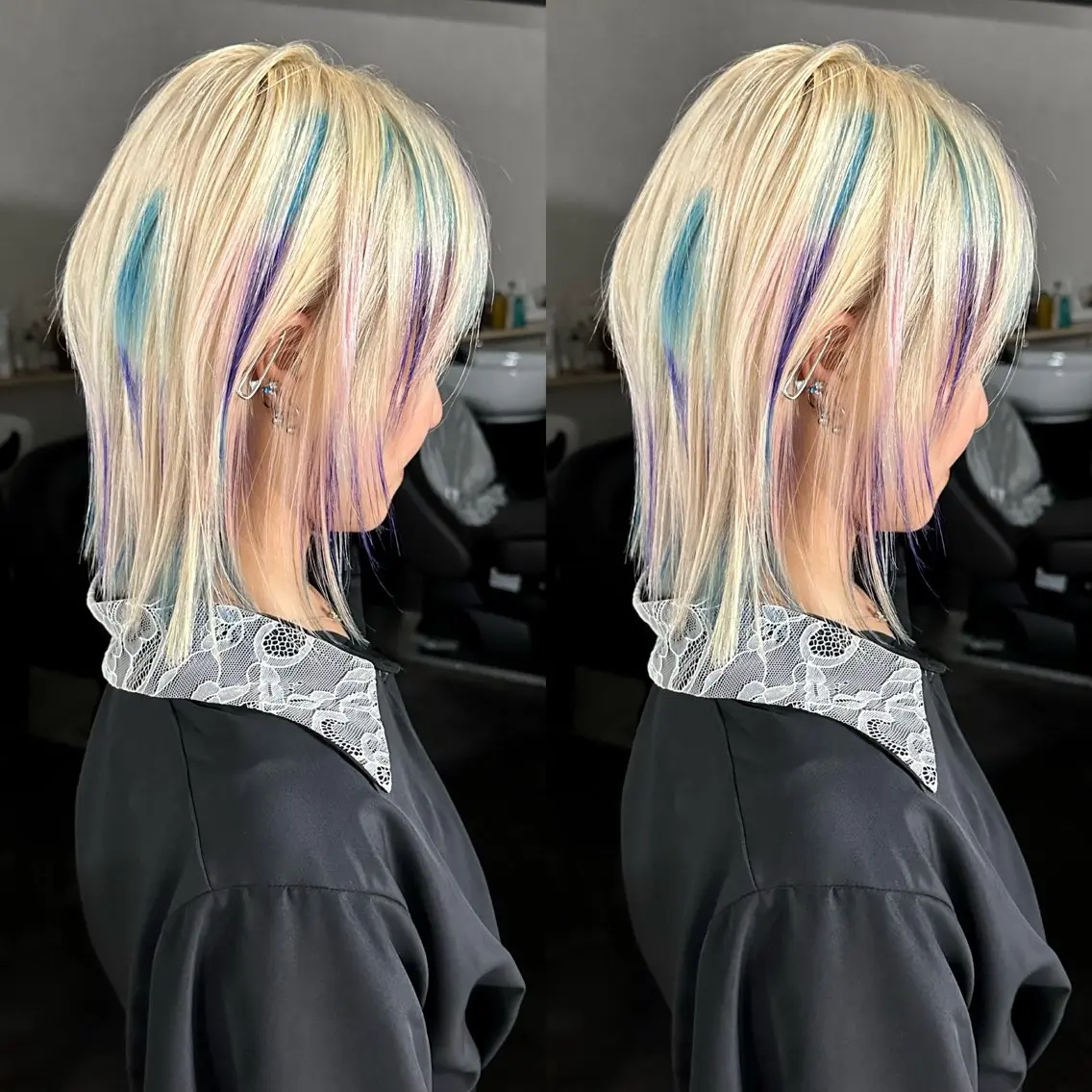 カラー ブリーチ ブロンド ブルーカラー ケアブリーチ 透明感カラー ヘアカラー slit kokoroのヘアスタイル
